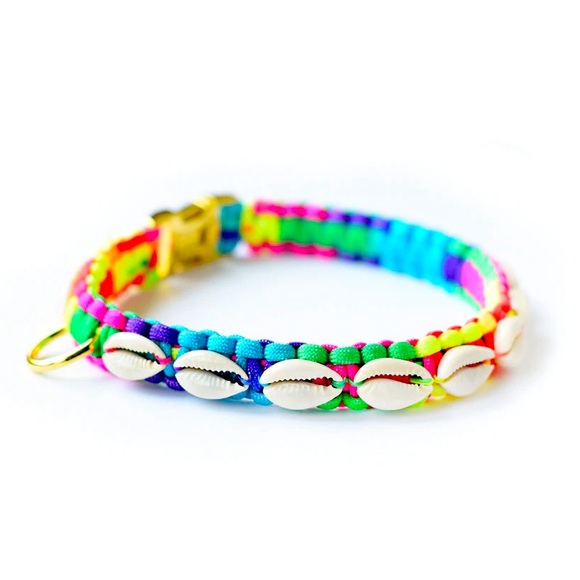 Adriana Pappas Rainbow Shells Dog Collar Small 11.5” - Picture 1 of 9